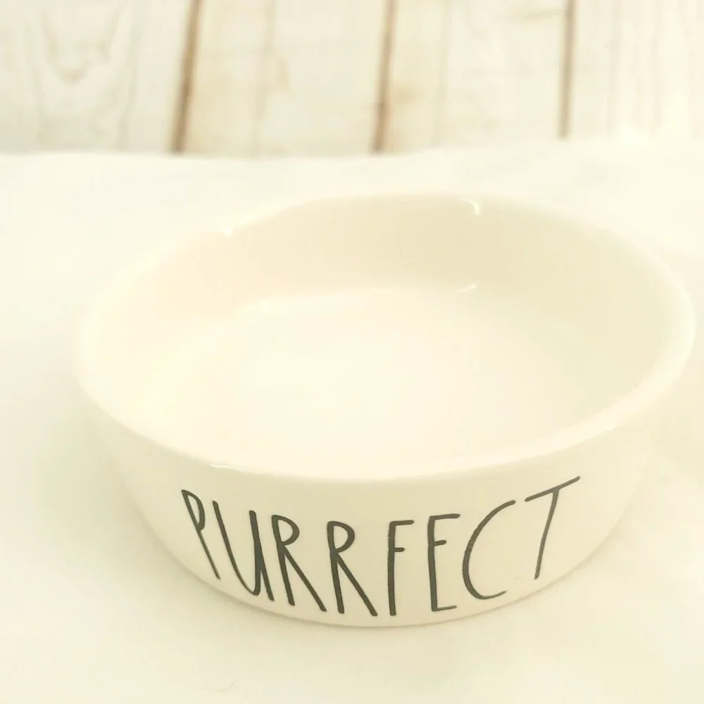 Rae Dunn Artisan Collection By Magenta White Purrfect Ceramic Cat Bowl